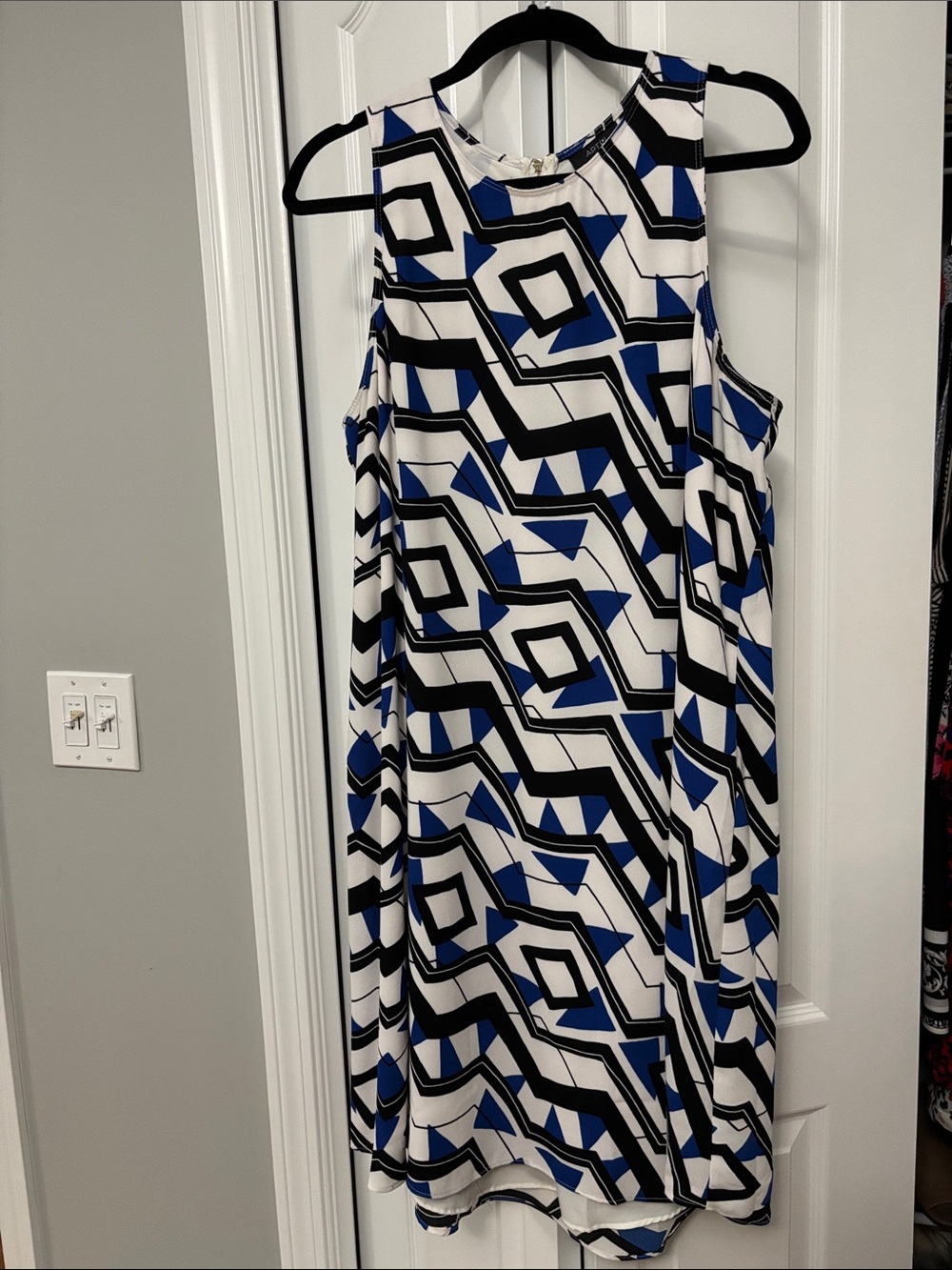 Apt. 9 Sleeveless Geometric Midi Dress in Blue, Black, and White